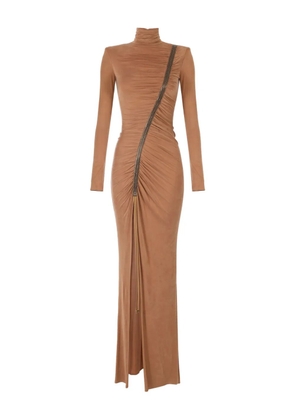Elisabetta Franchi high-neck embellished maxi dress - Brown