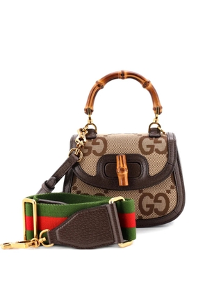 Gucci Pre-Owned Bamboo 1947 Top Handle Bag Jumbo GG Canvas Mini crossbody bag - Brown