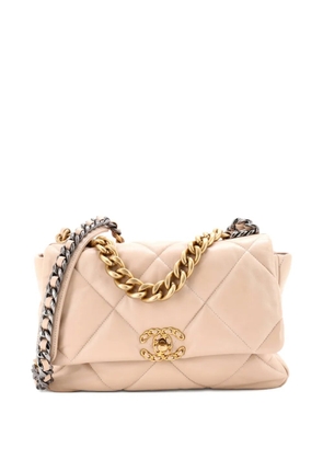 CHANEL Pre-Owned 19 Flap Bag Quilted Leather Large crossbody bag - Neutrals
