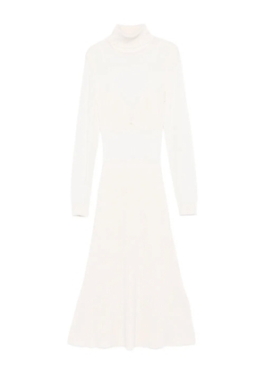 Elisabetta Franchi turtleneck ribbed dress - White