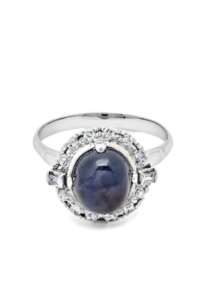 Jewels Aficionado Platinum sapphire diamond halo ring - Silver