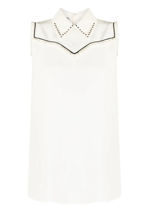 Miu Miu Pre-Owned bib-detailed sleeveless blouse - White