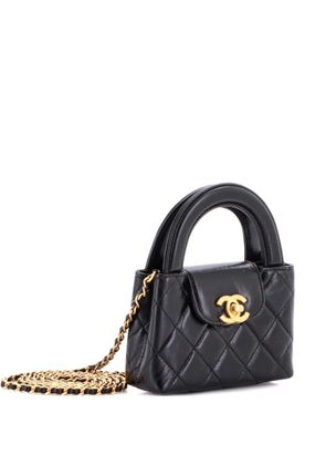CHANEL Pre-Owned Kelly Top Handle Shopping Bag Quilted Shiny Aged Calfskin Nano crossbody bag - Black
