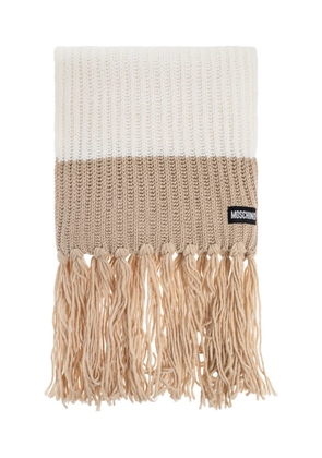Moschino ribbed-knit fringed scarf - White
