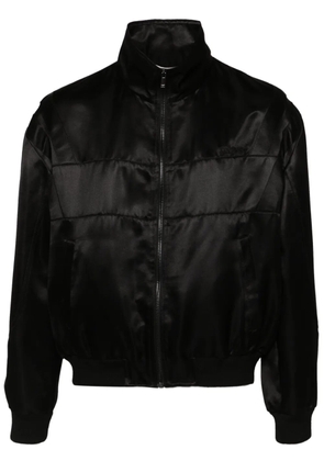 Saint Laurent logo-embroidered satin bomber jacket - Black