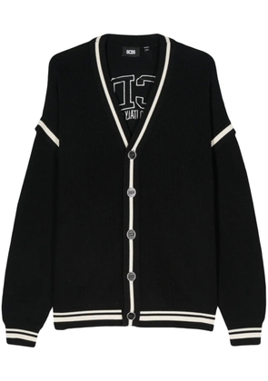 GCDS logo-embroidered cotton cardigan - Black