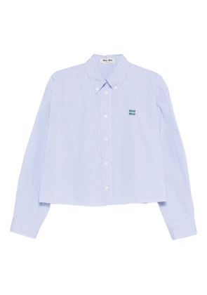 Miu Miu striped logo-embroidered shirt - Blue