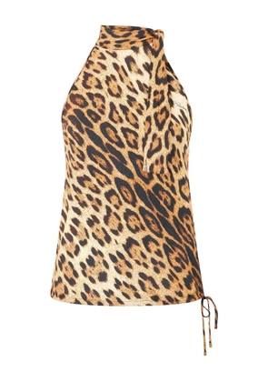 Roberto Cavalli leopard-print halter-neck top - Brown