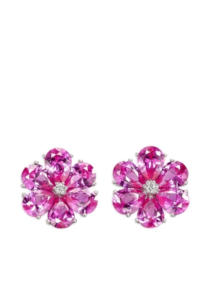 Anabela Chan 14K white gold and rhodium vermeil Marguerite Daisy sapphire and diamond earrings - Silver