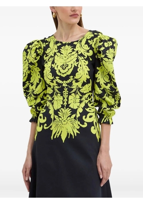 LUISA SPAGNOLI puff-sleeve floral-print dress - Black