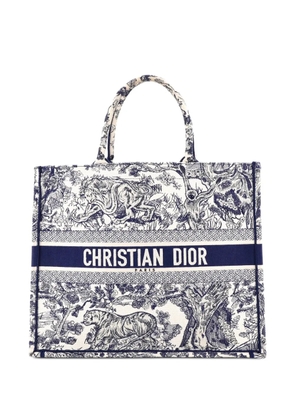 Christian Dior Pre-Owned Book Embroidered Canvas Large tote bag - Blue