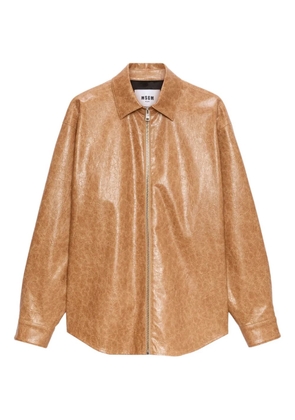 MSGM zip-up collared coat - Neutrals