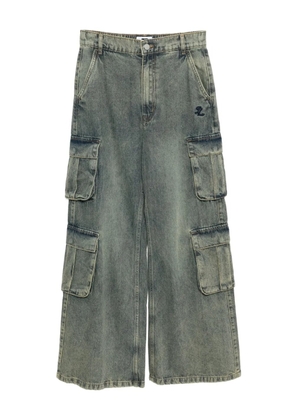 izzue logo embroidered cargo jeans - Blue