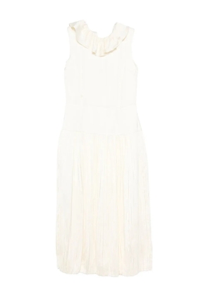 Jil Sander pleated ruffled dress - White