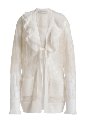 Alberta Ferretti ruffled-collar cardigan - Neutrals