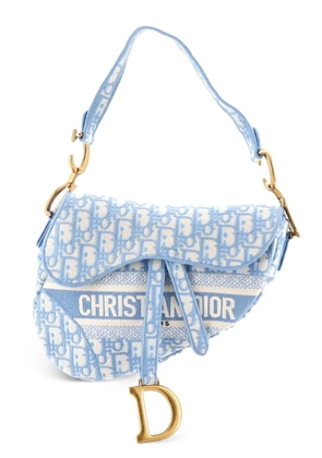 Christian Dior Pre-Owned Saddle Handbag Logo Embroidered Oblique Canvas Medium shoulder bag - Blue