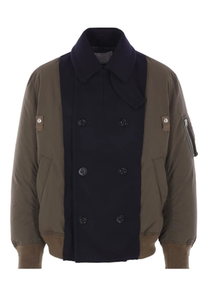 sacai double-breasted anchor-button coat - Blue
