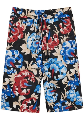 AMI Paris floral-print elasticated-waist shorts - Black