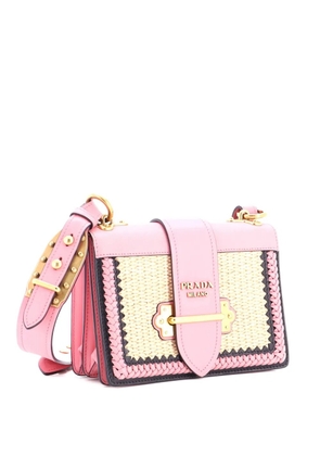 Prada Pre-Owned Cahier Crossbody Bag Leather and Straw Small shoulder bag - Pink