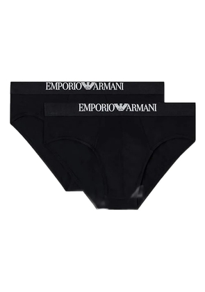 Emporio Armani logo elastic briefs (pack of two) - Black