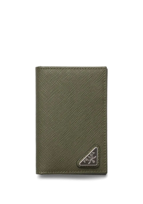 Prada logo-plaque Saffiano leather wallet - Green