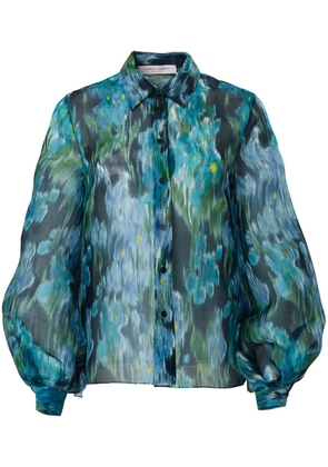 Carolina Herrera floral-print puff-sleeve blouse - Blue