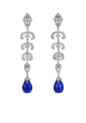 Anabela Chan 14K white gold and rhodium vermeil Scallop Lace sapphire and diamond earrings - Blue