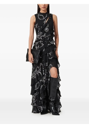 AllSaints Cady ruffled maxi dress - Black