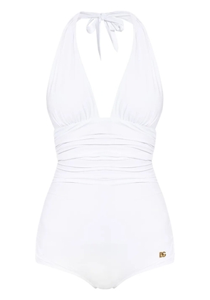 Dolce & Gabbana plunge-neck swimsuit - White