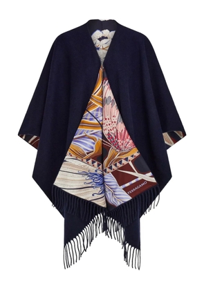 Ferragamo fringe cape - Blue