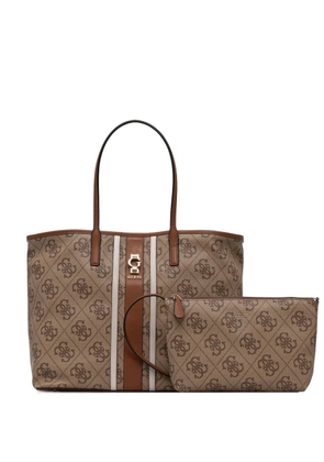 GUESS USA Erenia monogram stripe tote bag - Brown