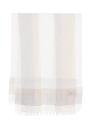 D.Exterior striped fringed scarf - White