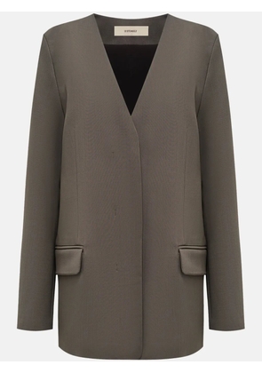 12 STOREEZ collarless single-breasted blazer - Green