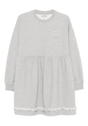 GANNI lace-trim mini dress - Grey