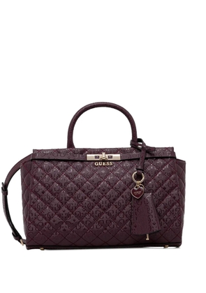 GUESS USA Idra 4G quilted heart charm tote bag - Purple