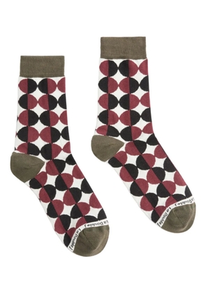 La DoubleJ geometric-pattern socks - Brown