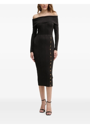 GUESS USA off-shoulder button midi dress - Brown