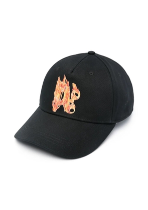 Palm Angels Burning monogram-embroidered baseball cap - Black