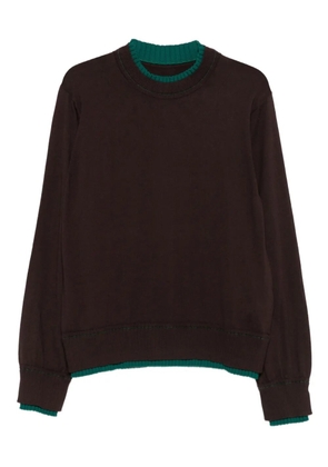 sacai contrast-trim crew-neck sweater - Brown