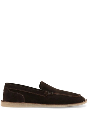 Dolce & Gabbana DG-plaque suede loafers - Brown