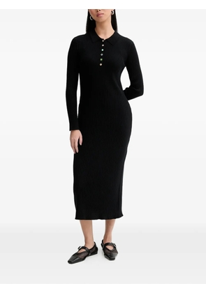 PS Paul Smith buttoned ribbed midi dress - Black
