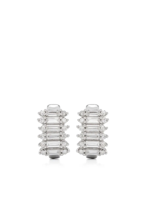 Adina Reyter Stack Baguette J-shaped hoop earrings - Silver