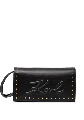 Karl Lagerfeld embossed studded wallet on strap - Black