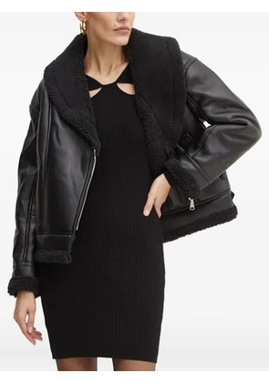 Bardot fleece-collar buckle-detail biker jacket - Black