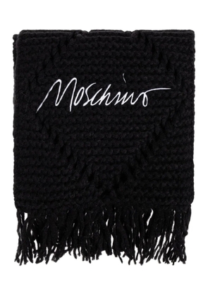 Moschino cable-knit fringed scarf - Black