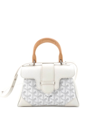 Goyard Pre-Owned Saigon Top Handle Bag Coated Canvas with Leather Mini shoulder bag - White