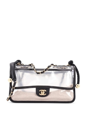 CHANEL Pre-Owned Sand By The Sea Pearl Flap Bag PVC with Lambskin Medium shoulder bag - Black