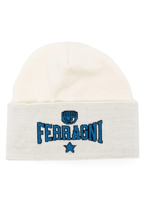 Chiara Ferragni intarsia-knit logo beanie - White