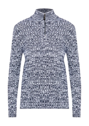 Tod's half-zip textured wool sweater - Blue