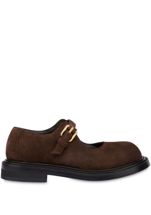 Moschino buckled suede loafers - Brown